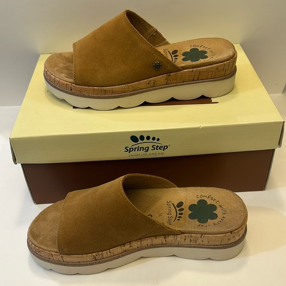 Spring Step Slide Kamaleia Sandal Camel Suede - Picture 1 of 6